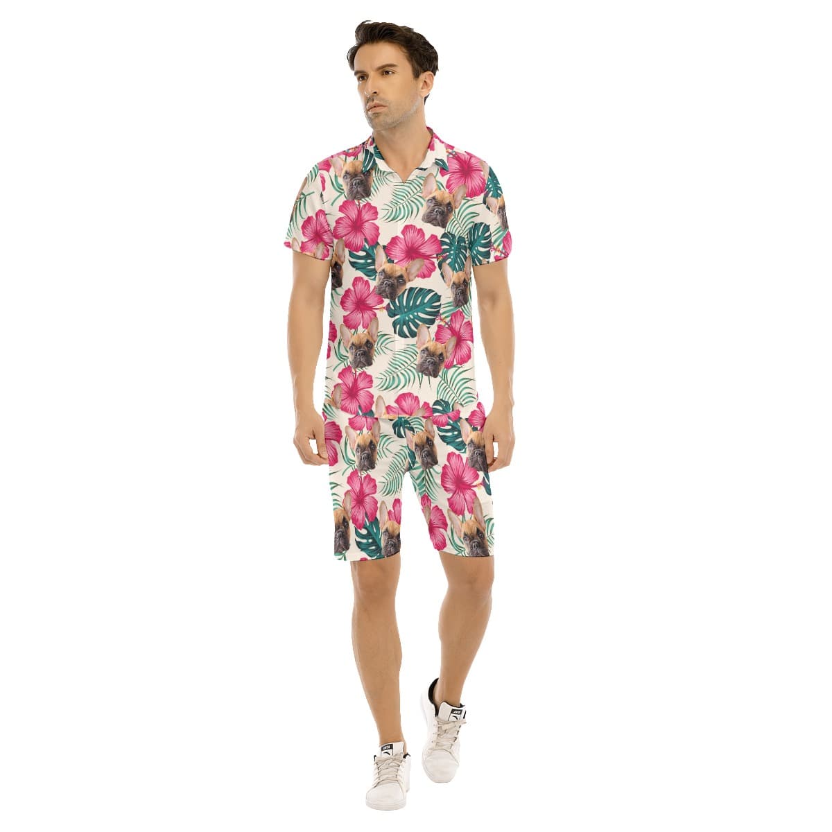 Men’s Dog Customize Hawaiian Shirt And Shorts (2)