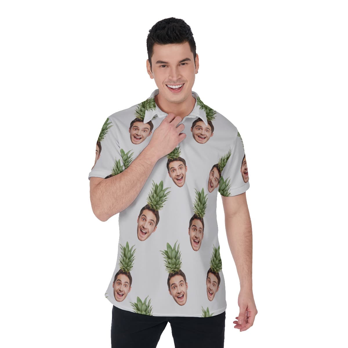 Men’s Face Custom Hawaiian Polo Shirt (1)