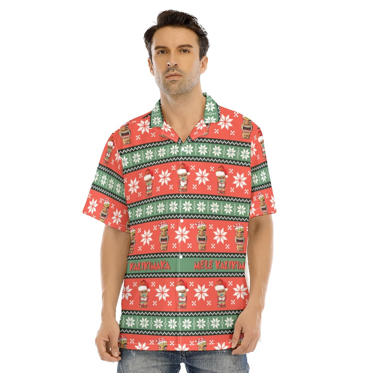 Men’s Mele Kalikimaka Tiki Hawaiian Shirt (1)