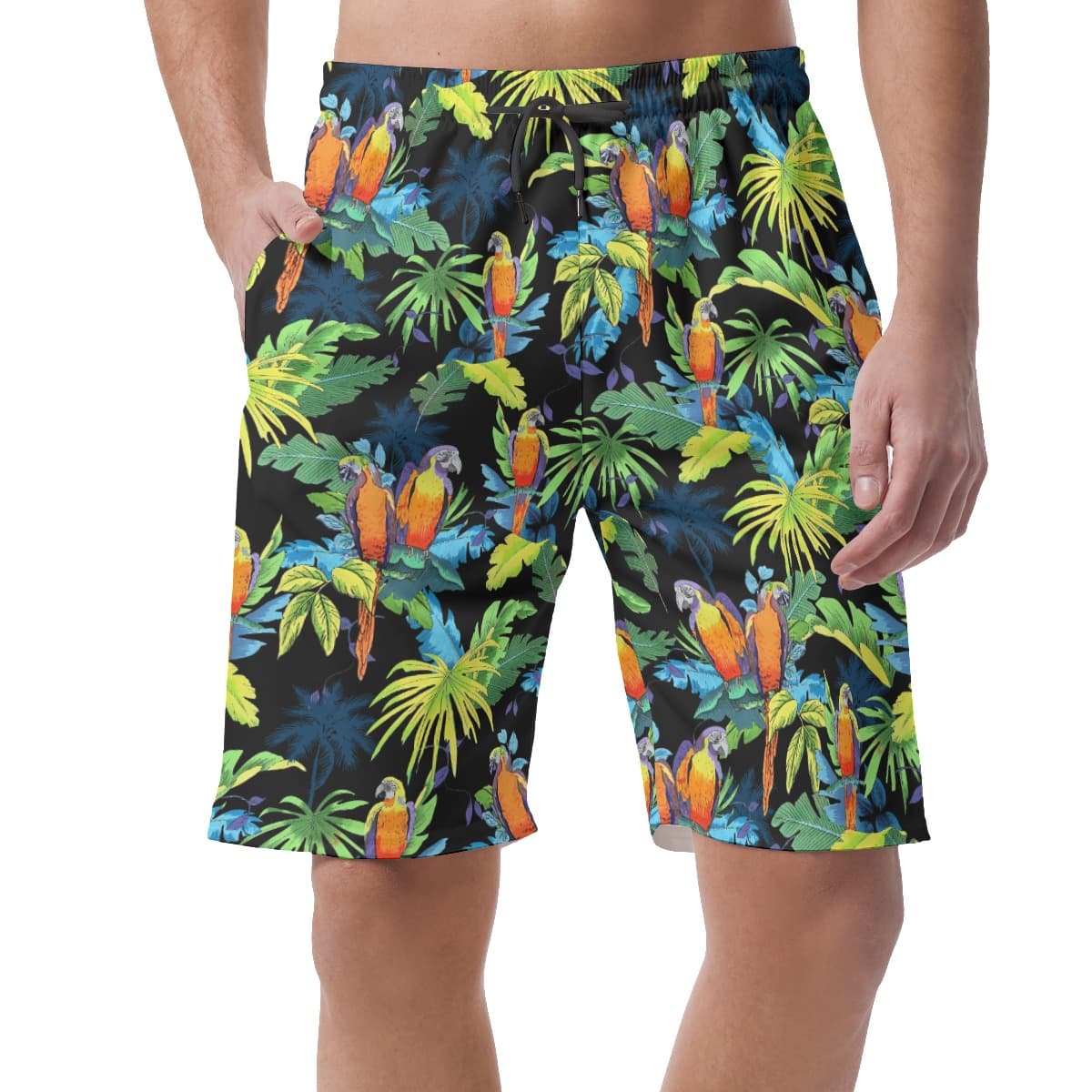 Men’s Parrot Black Hawaiian Beach Shorts (1)