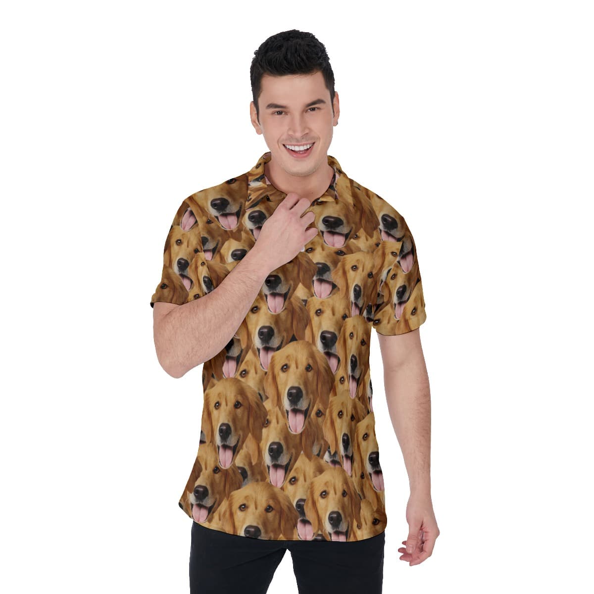 Men's Polo Shirt With Multiple Custom Dog Face (1)
