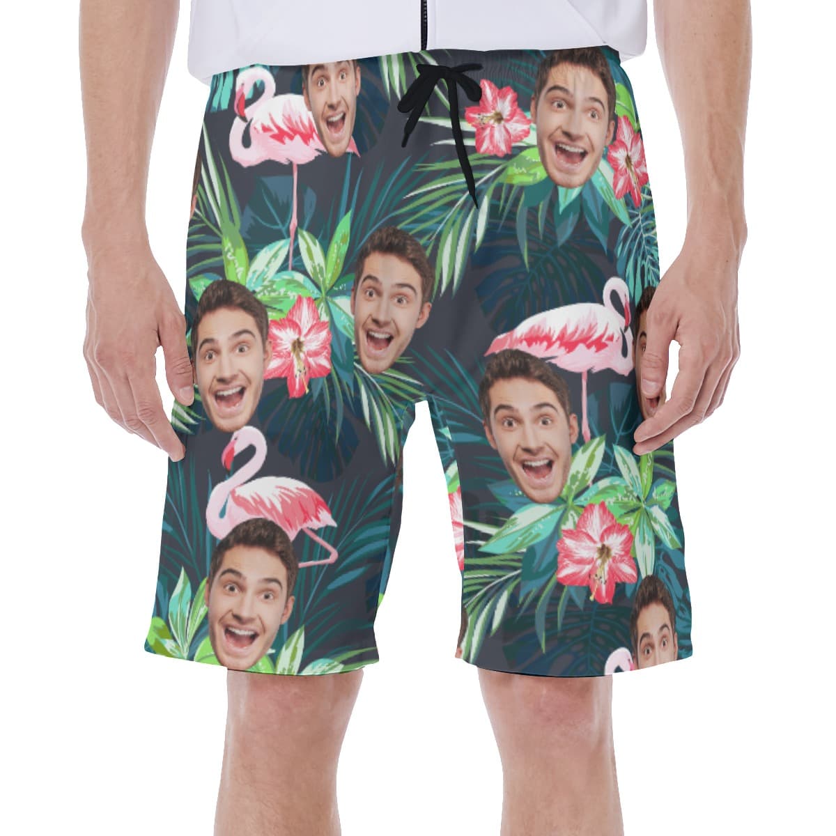 Men’s Sports Team Custom Logo Hawaiian Swim Trunks (1)