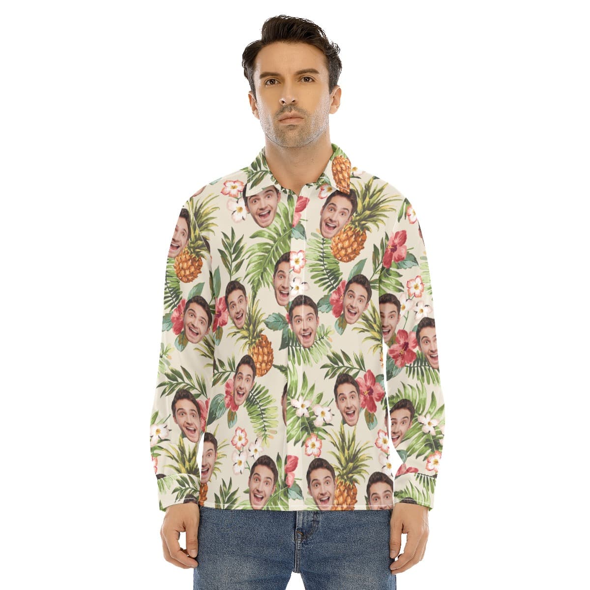 Men’s Sports Team Custom Long Sleeve Hawaiian Shirt (1)