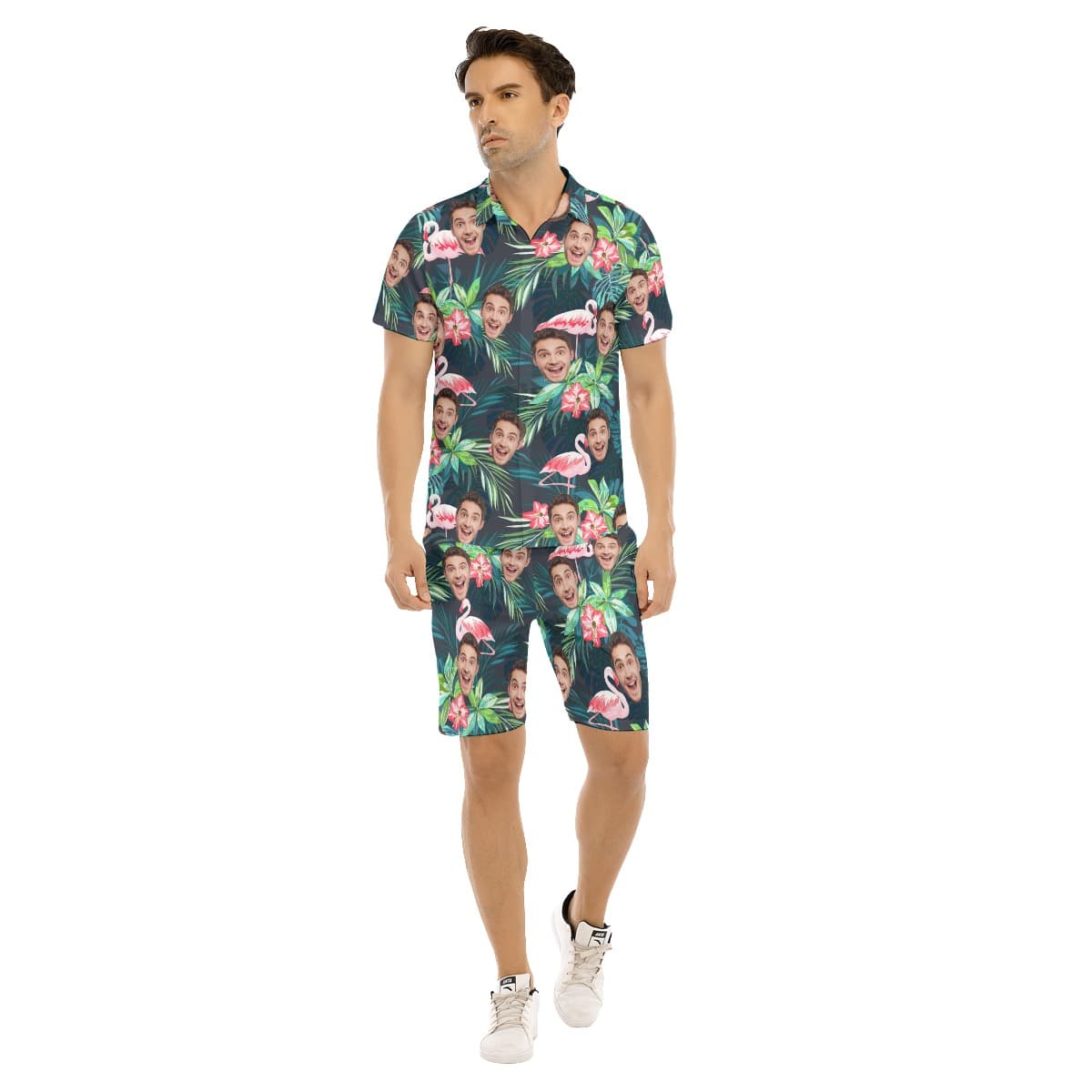 Men’s Sports Team Custom Tropical Hawaiian Shirt And Shorts (1)