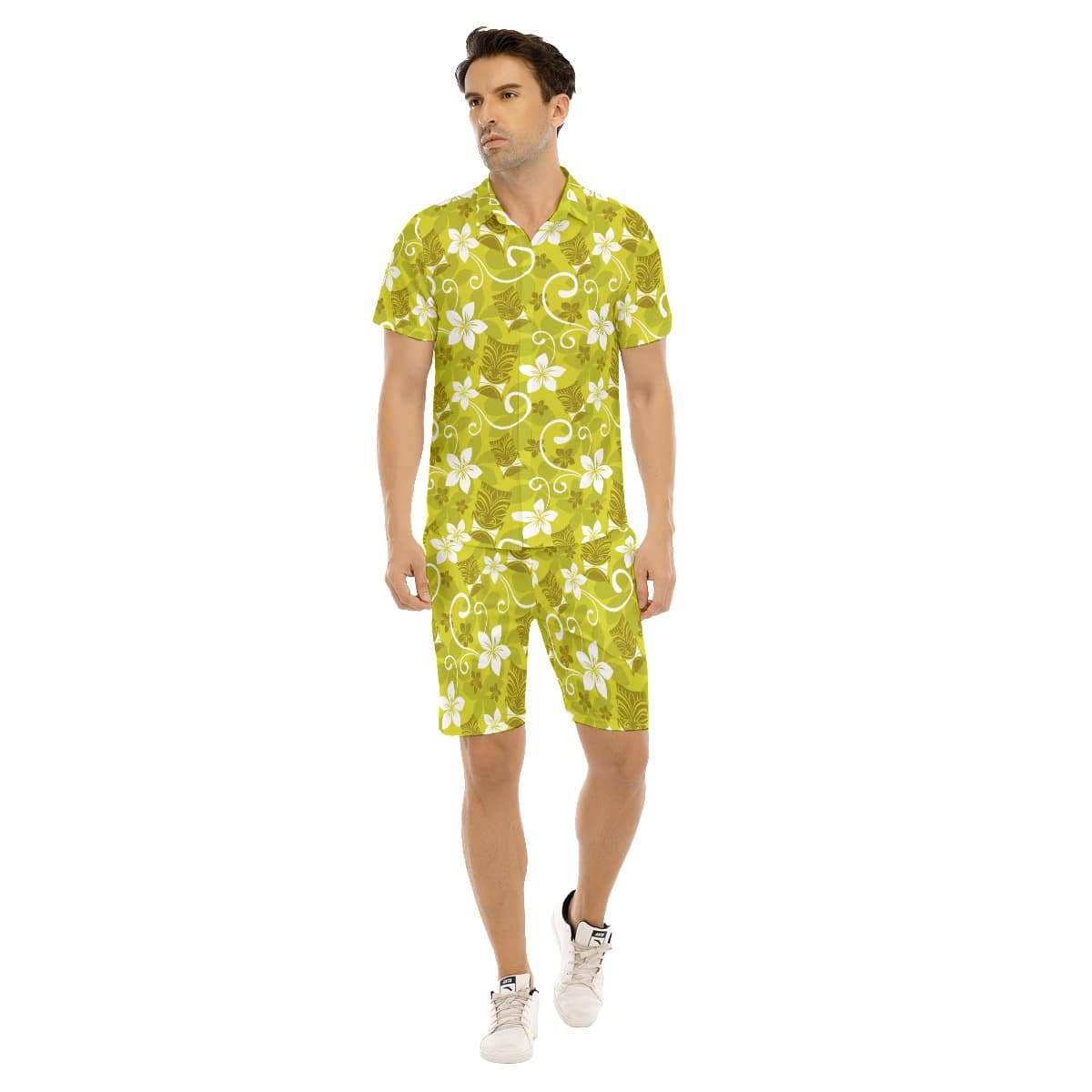 Men’s Tiki Luau Floral Hawaiian Shirt And Shorts (1)