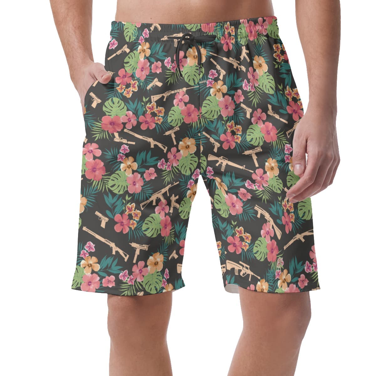 Men’s Tropical Gun Hawaiian Beach Shorts (1)