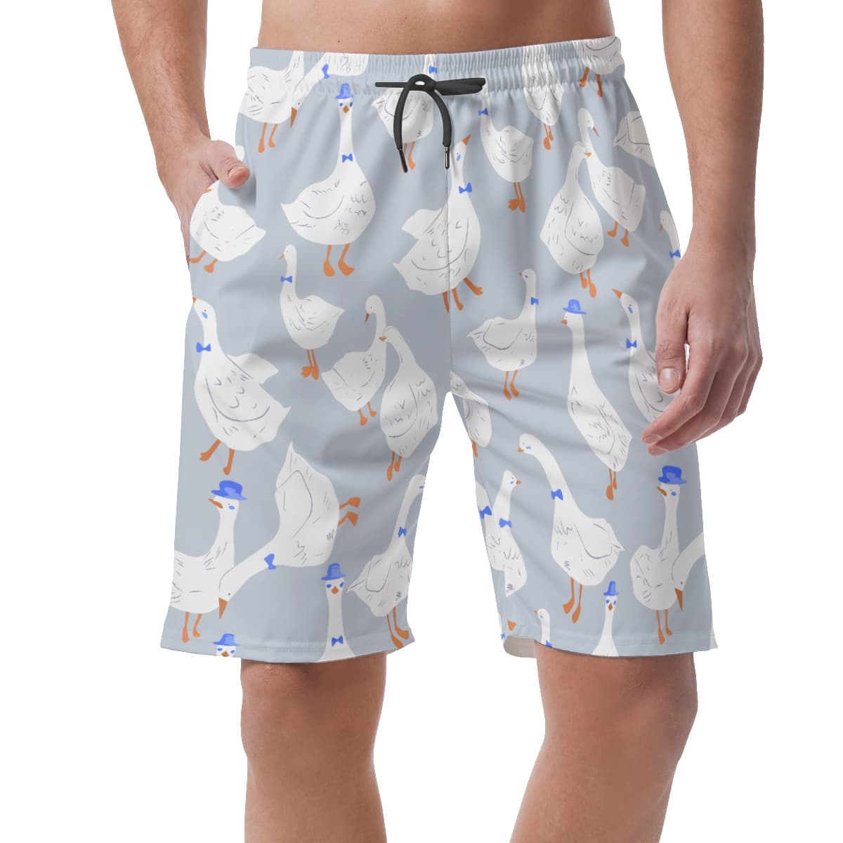 Men’s White Goose Hawaiian Beach Shorts (1)