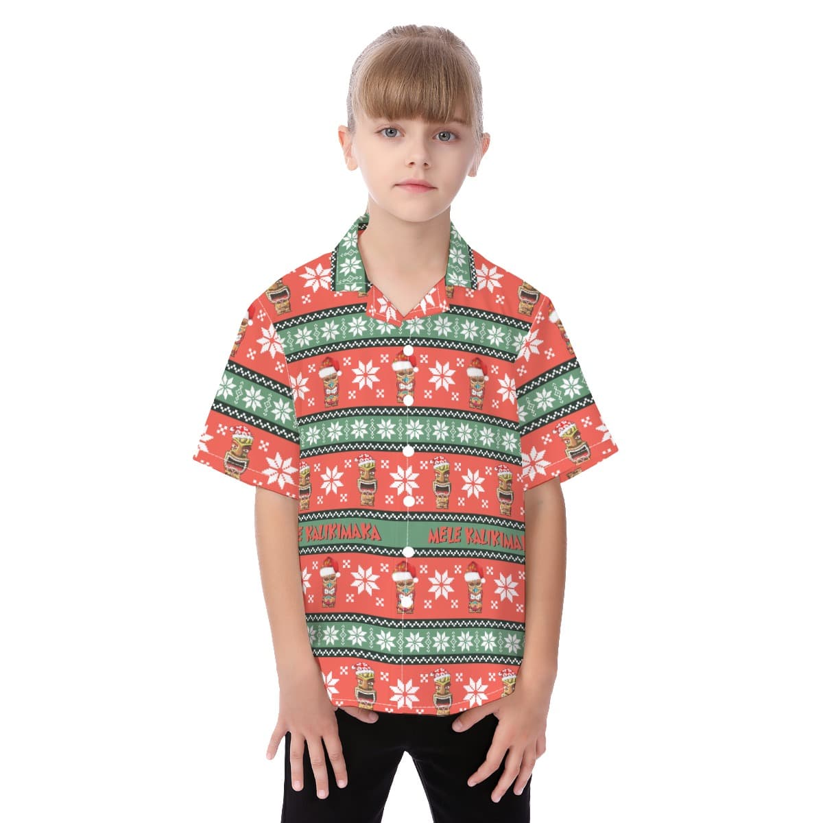 Merry Christmas Tiki Hawaiian Shirt For Kids (1)