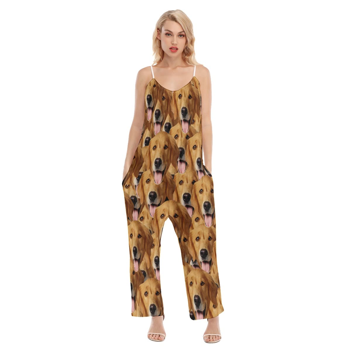 Multi Dog Face Loose Women's Jumpsuit (1)