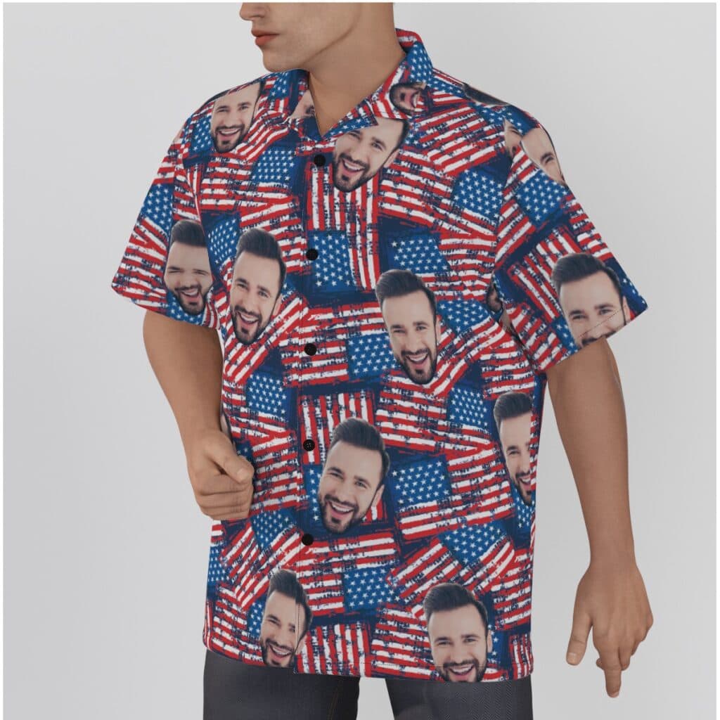 Patriotic Custom Face Hawaiian Shirt For Men