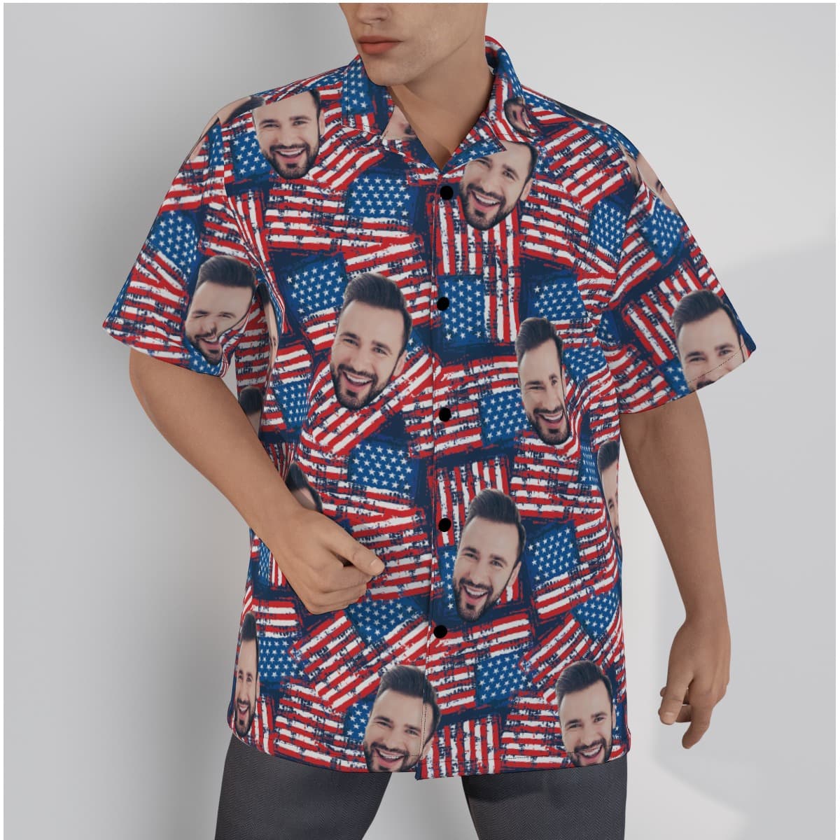 Patriotic Custom Face Hawaiian Shirt For Men (3)