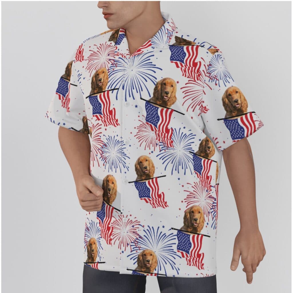 Patriotic Custom Hawaiian Shirt With Dog Face