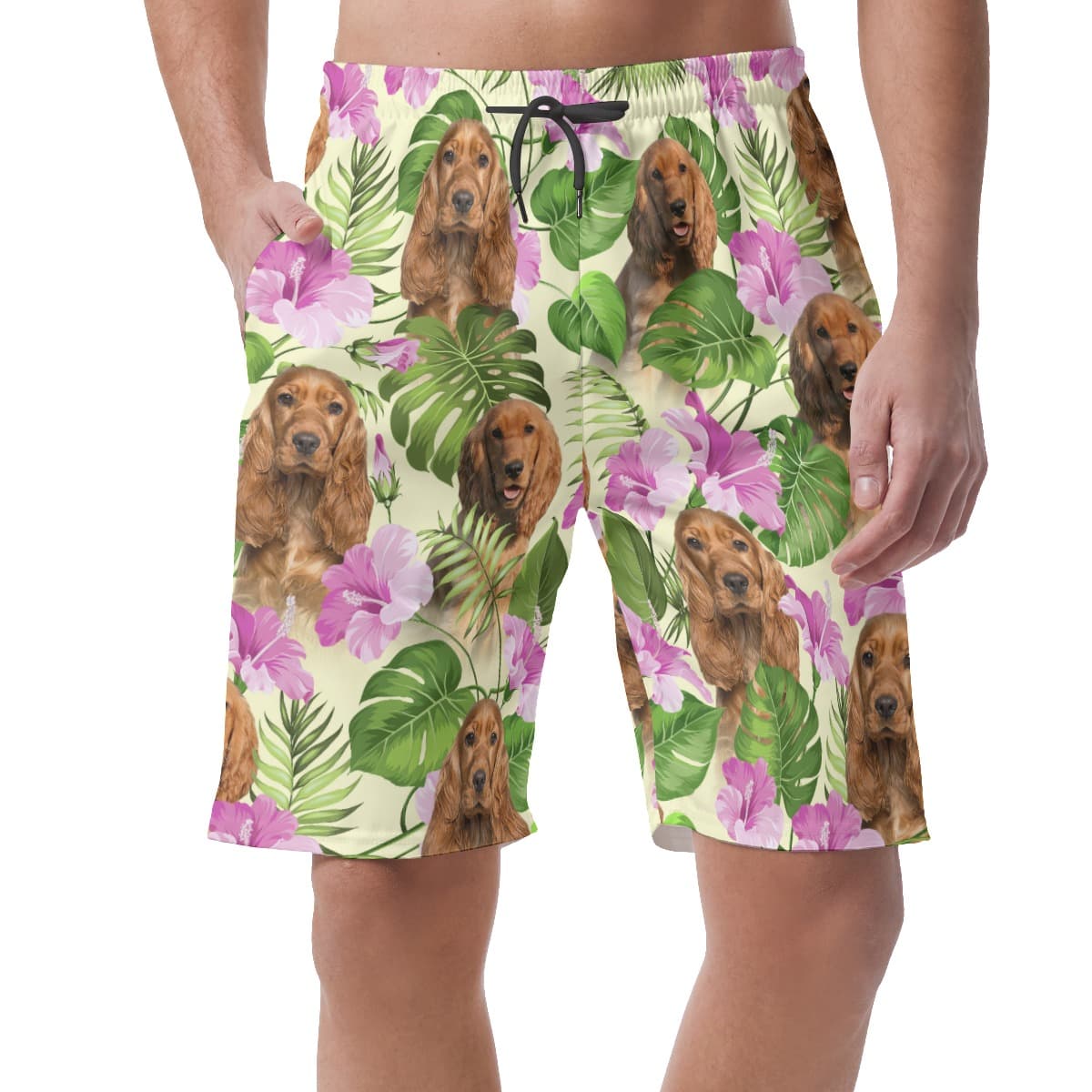 Purple Men's Hawaiian Shorts With Dog Face (1)