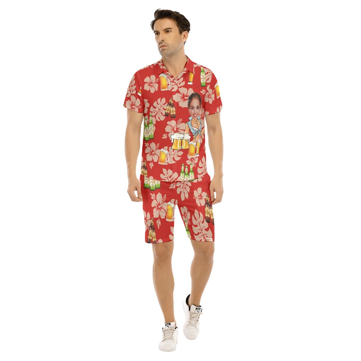 Set Custom Face Beer Hawaiian Shirt And Shorts For Men (4)