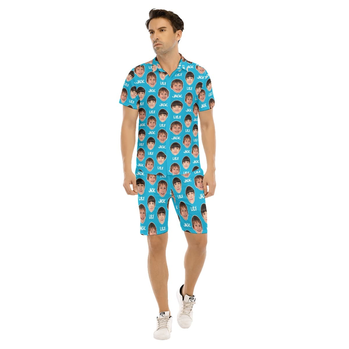 Set Custom Hawaiian Shirt And Shorts With Face And Name (1)