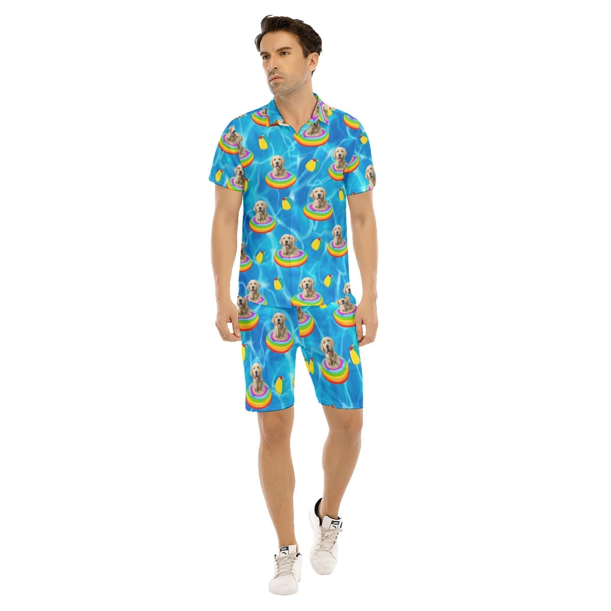 Set Custom Pet Face Summer Hawaiian Shirt And Shorts For Men (4)