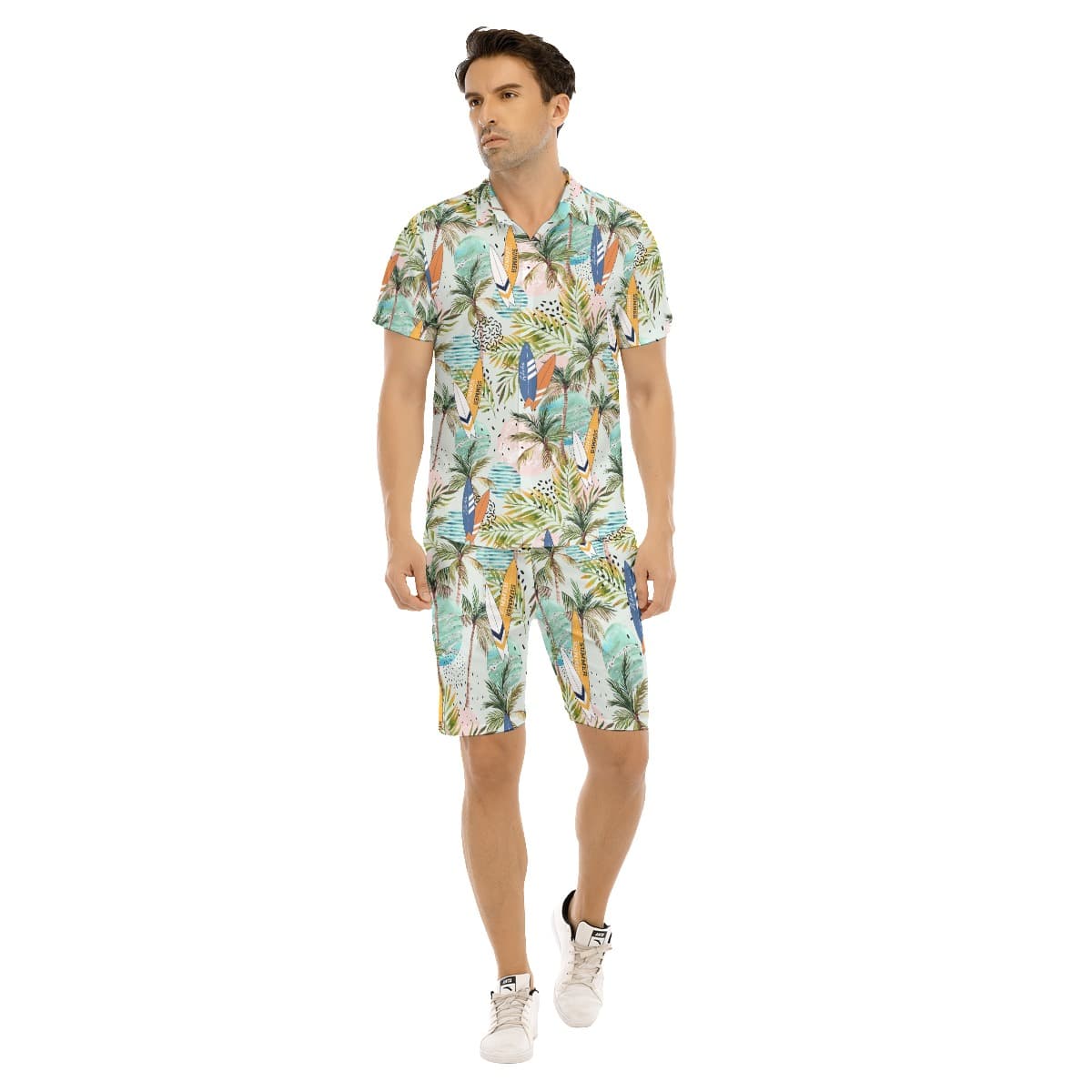 Set Tropical Surfing Boards Hawaiian Shirt And Matching Shorts For Men (4)