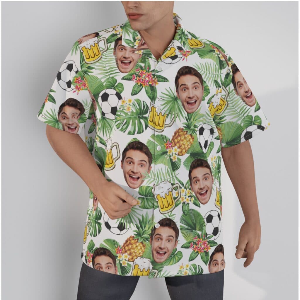 Soccer And Beer Custom Face Hawaiian Shirt