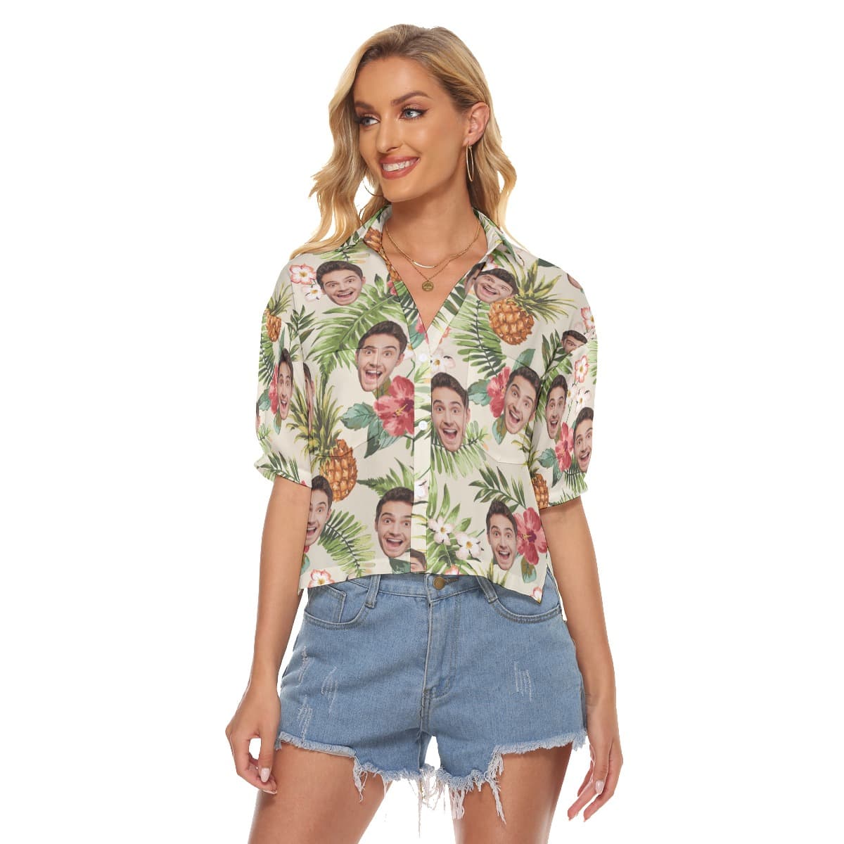 Sports Team Custom Logo Cropped Hawaiian Shirt For Women (1)