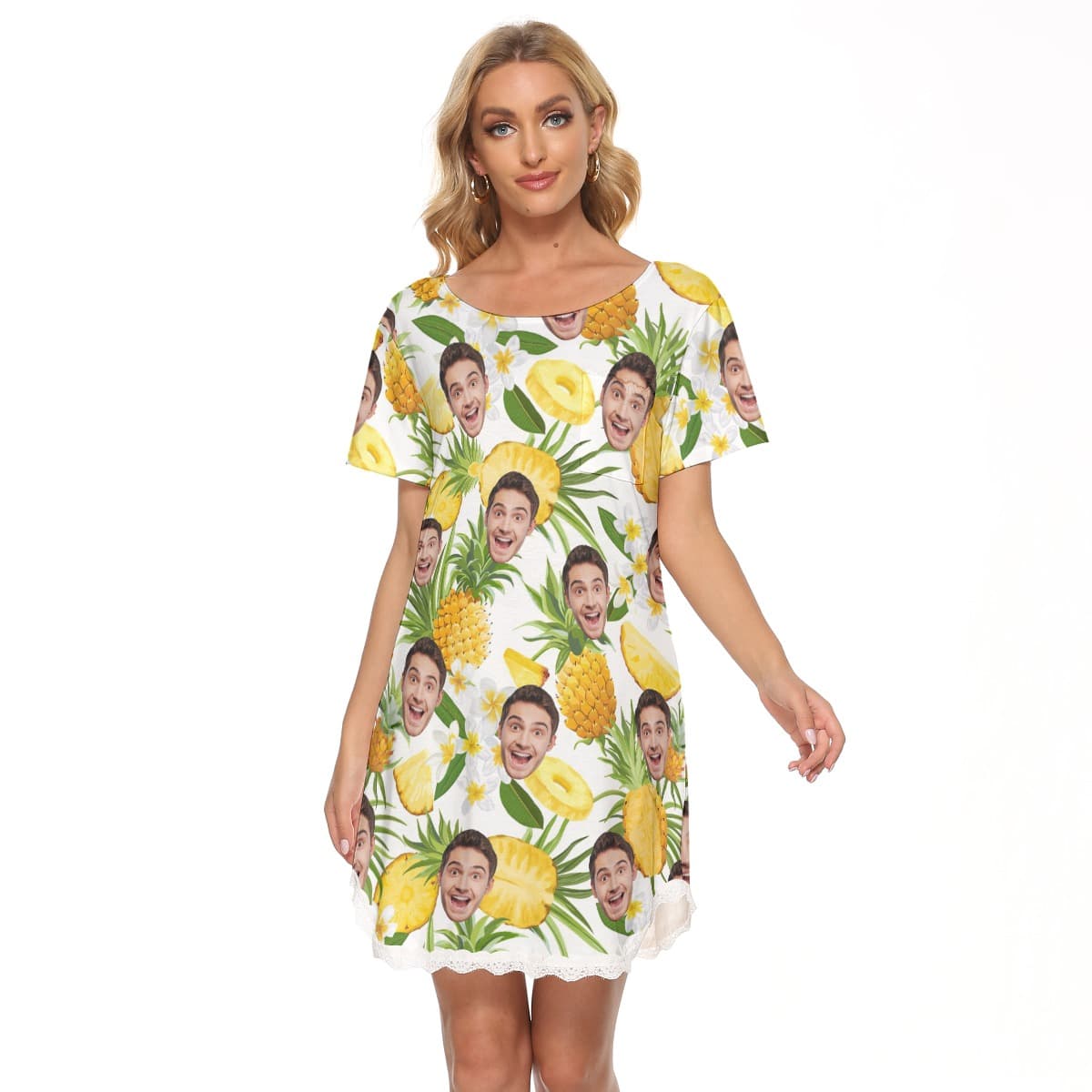 Sports Team Custom Logo Hawaiian Lace Dress For Women (1)