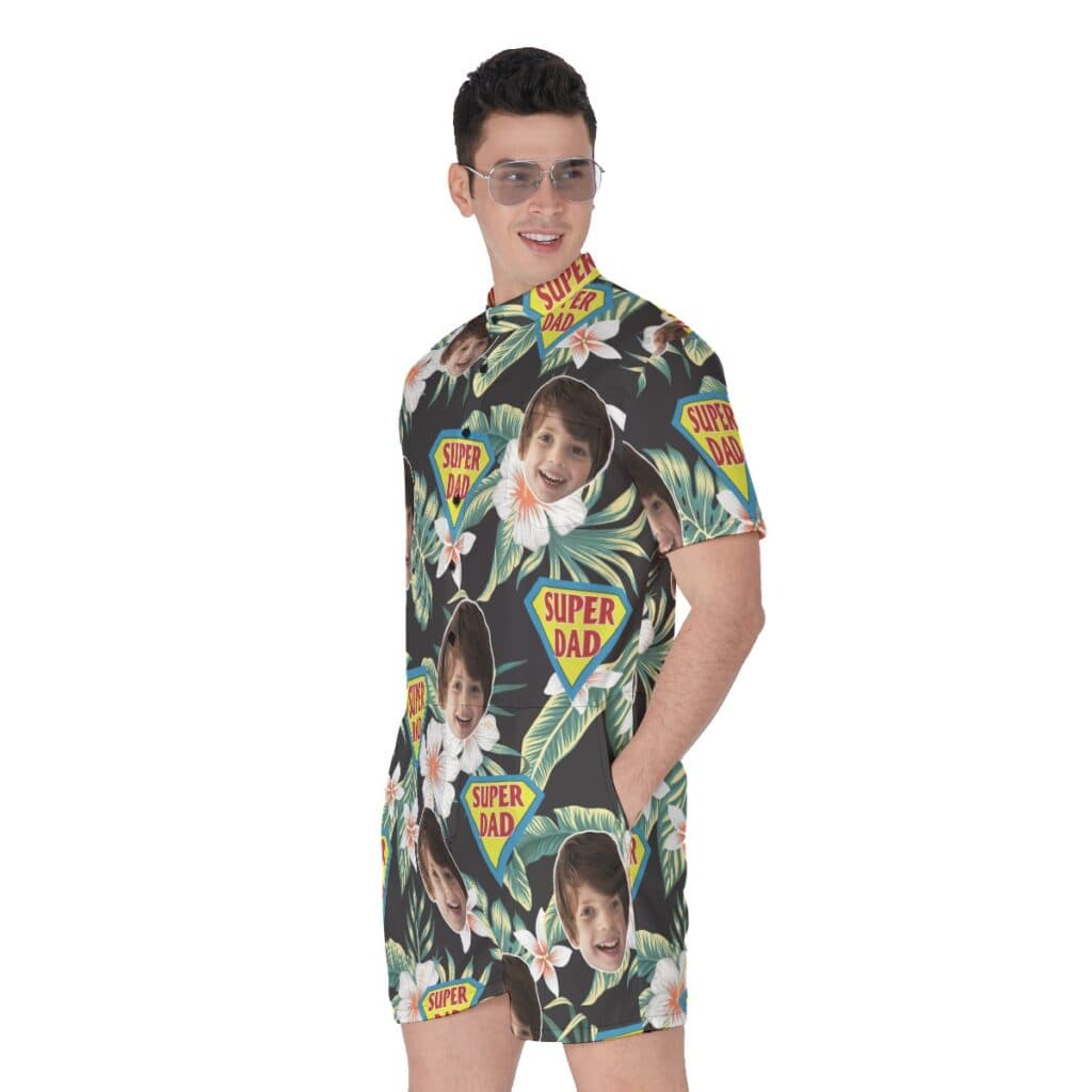 Super Dad Custom Face Men's Hawaiian Romper