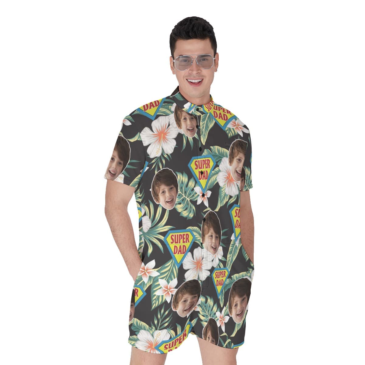 Super Dad Custom Face Men’s Hawaiian Romper (4)