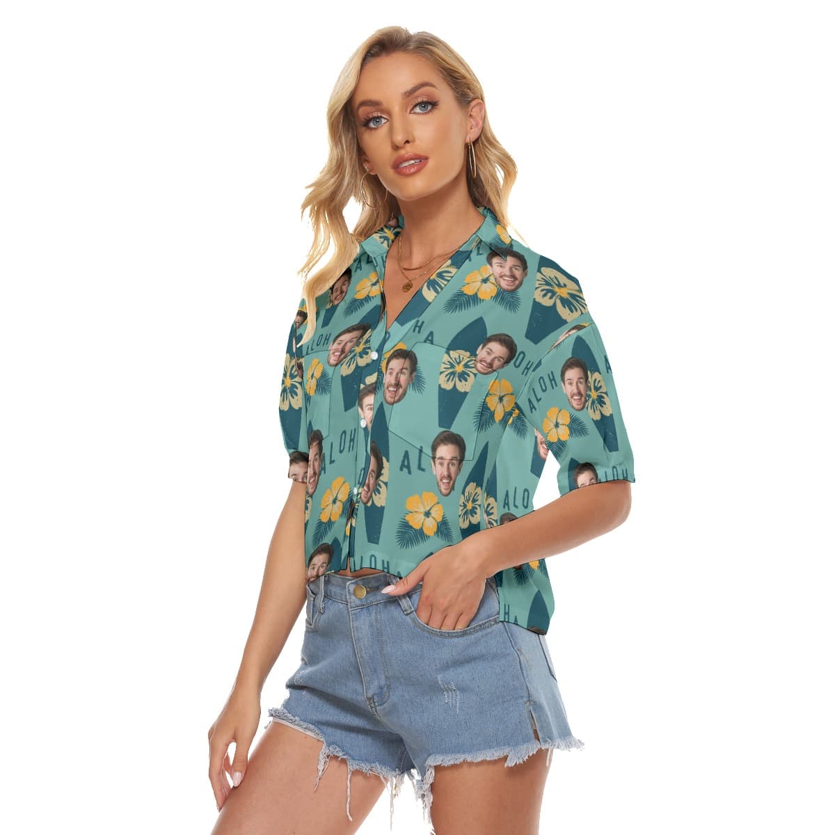 Surfing Aloha Cropped Shirt With Face (2)