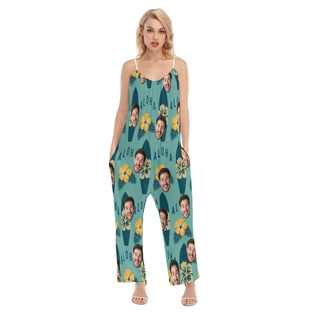 Surfing Aloha Loose Women's Jumpsuit With Face (1)