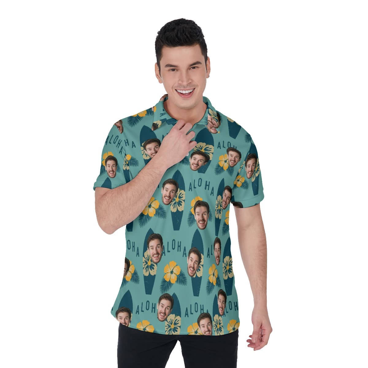 Surfing Aloha Men’s Polo Shirt With Face (1)