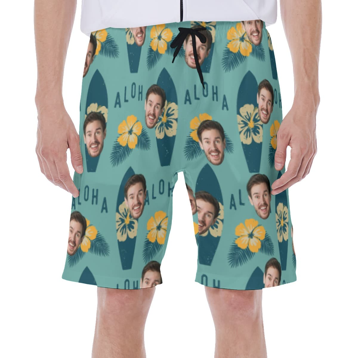 Surfing Beach Swim Trunks With Custom Face (1)