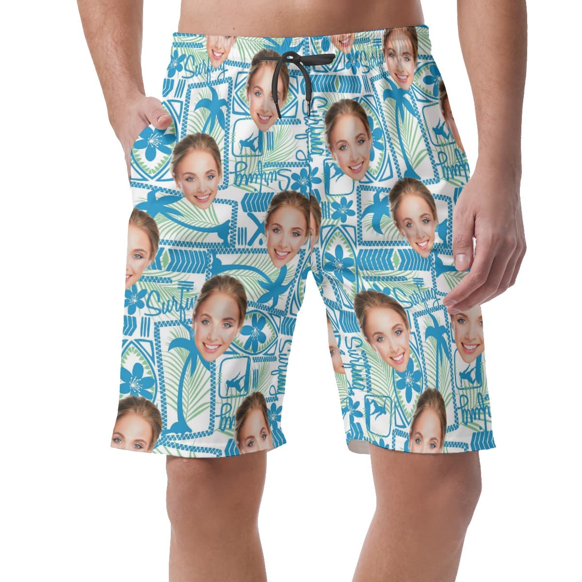 Surfing Custom Face Blue Men's Shorts (1)