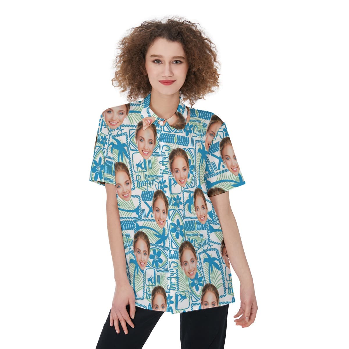 Surfing Custom Face Hawaiian Shirt For Women (1)