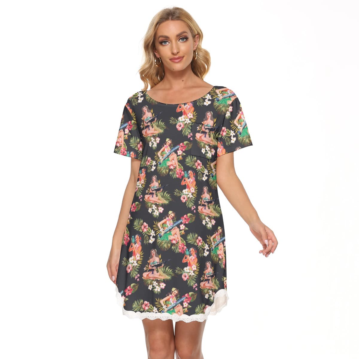 Tactical Hula Girls Hawaiian Dress With Lace (1)