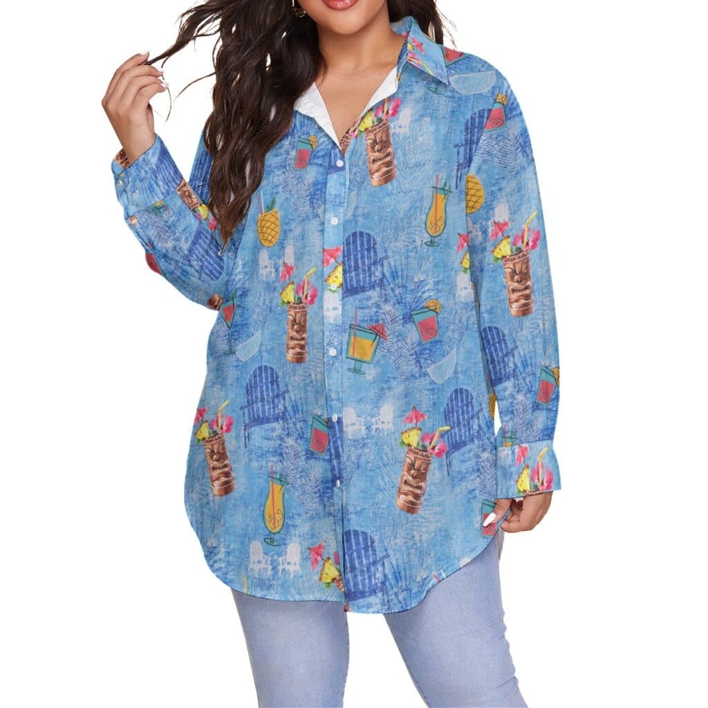 Tiki Bar Drinks Hawaiian Plus Size Shirt For Women