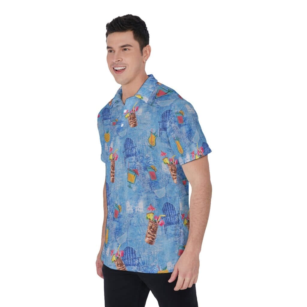 Tiki Drink Blue Hawaiian Polo Shirt For Men