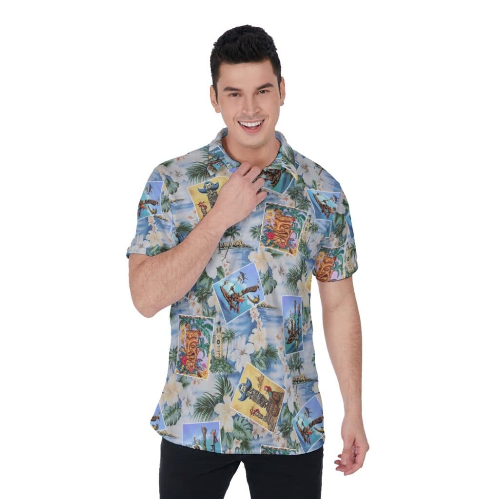 Tiki Tropical Hawaiian Golf Shirt For Men