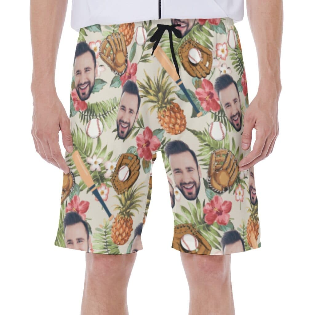 Tropical Baseball Custom Face Men's Hawaiian Swimwear