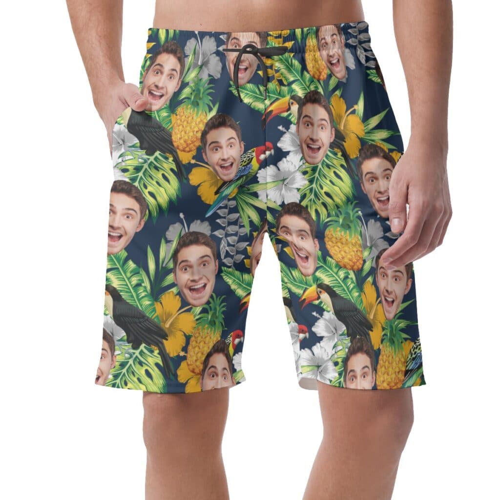 Tropical Custom Face Mix Parrots Men's Casual Shorts