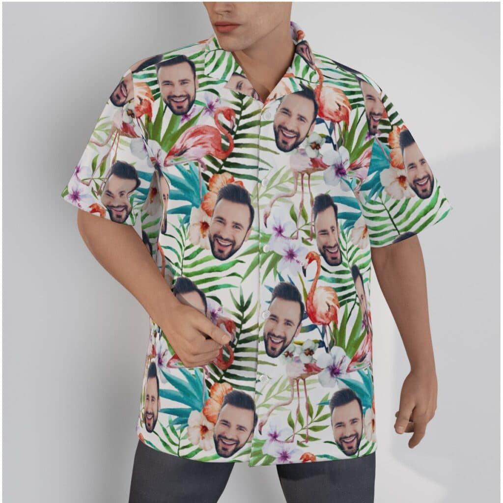 Tropical Flamingo Custom Face Hawaiian Shirt