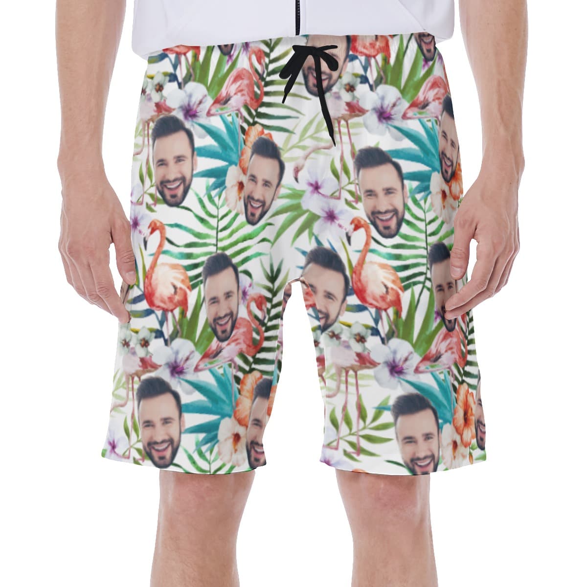 Tropical Flamingo Hawaiian Swim Trunks Custom With Face