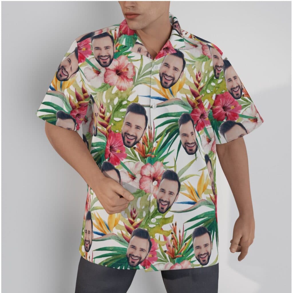 Tropical Hibicus Custom Face Hawaiian Shirt