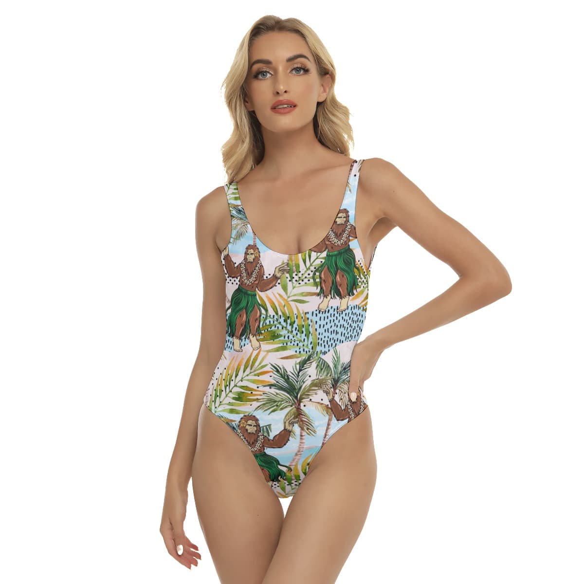 Tropical Hula Bigfoot Hawaiian One Piece Swimsuit For Summer