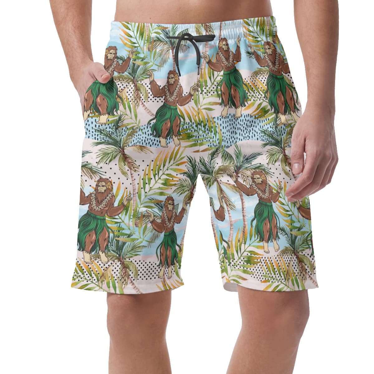 Tropical Hula Bigfoot Summer Beach Shorts For Men