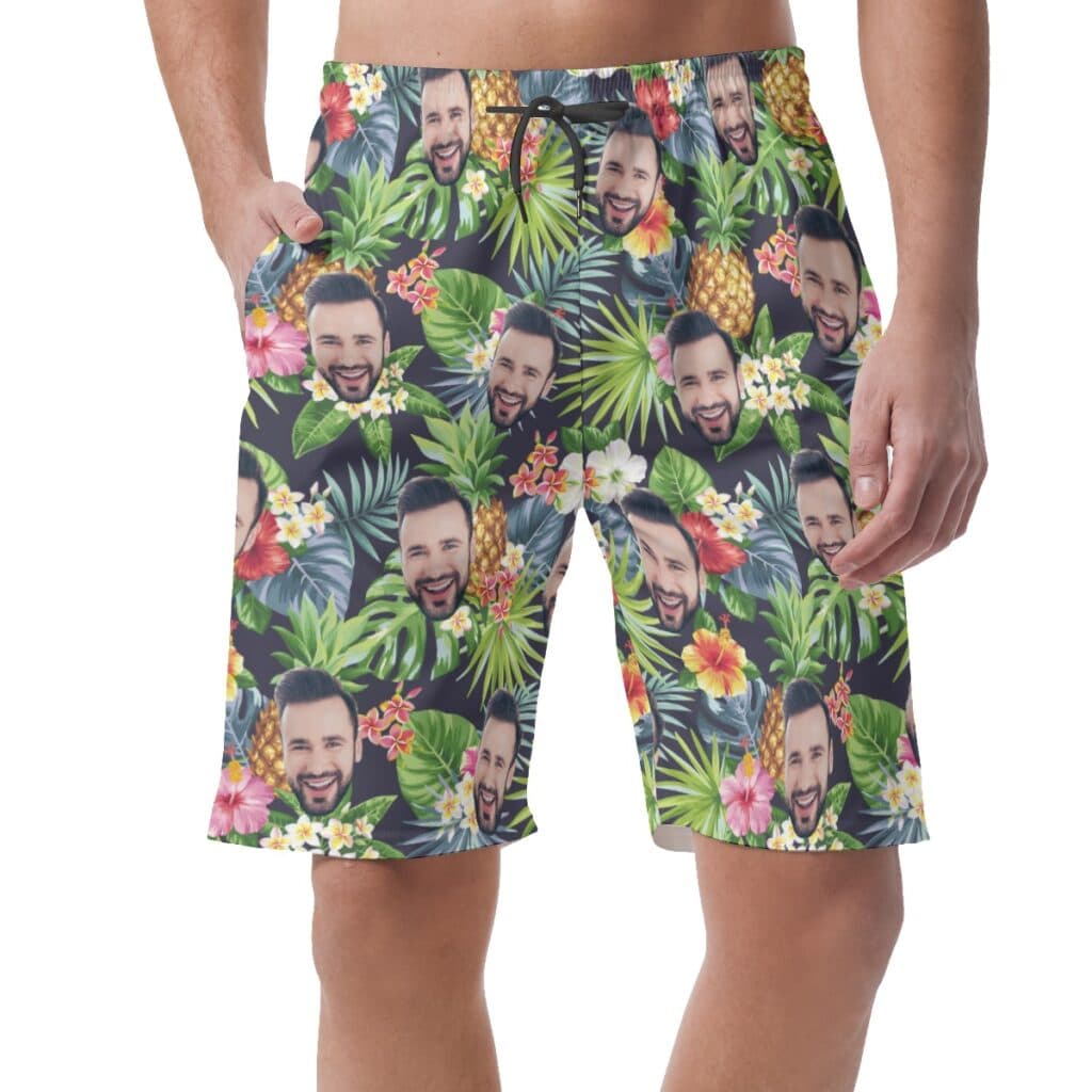 Tropical Pineapple Custom Face Men's Casual Shorts