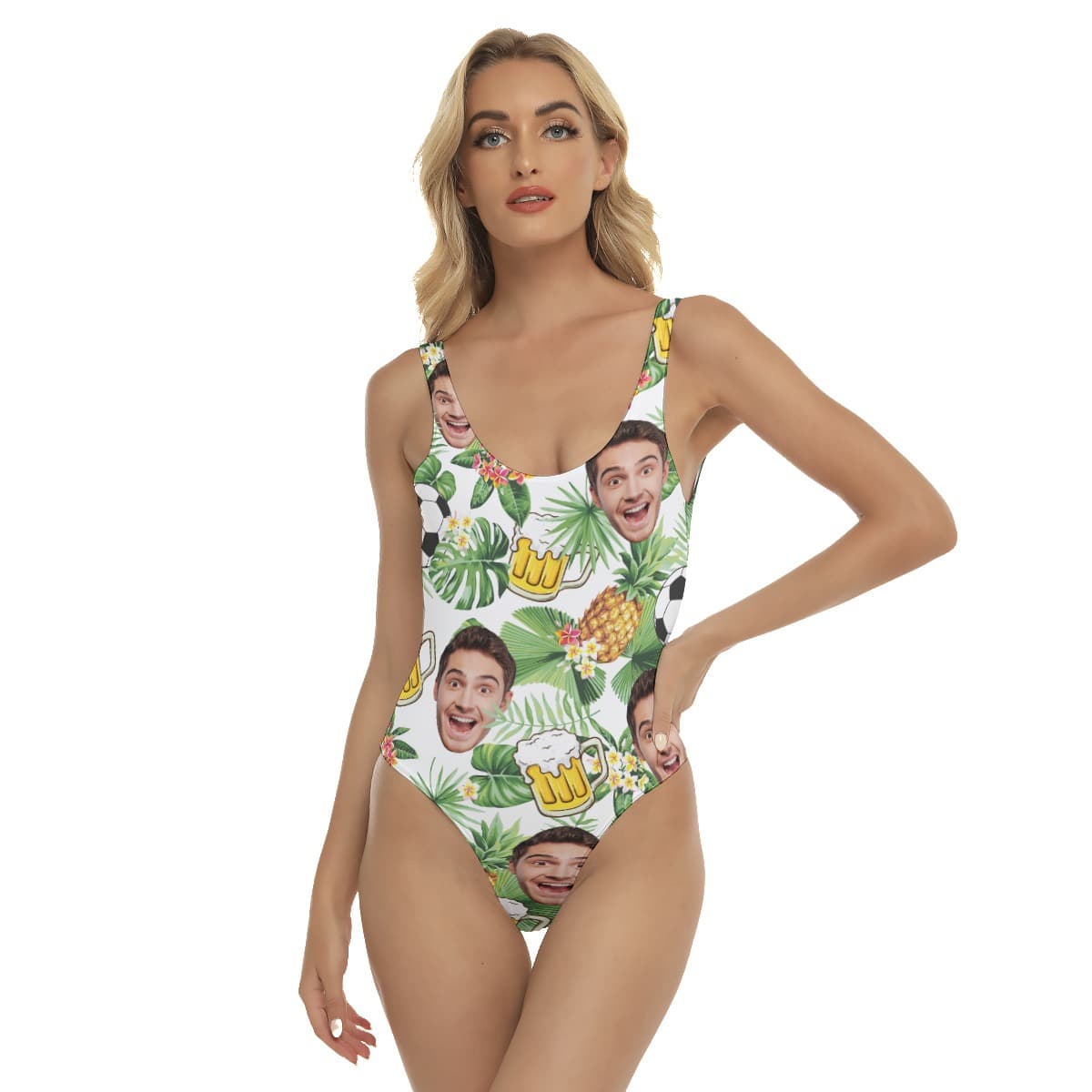 Tropical Soccer Beer Custom Face Hawaiian Swimsuit For Women (4)