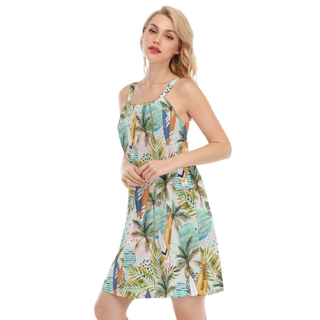 Tropical Surfing Boards Summer Cami Dress For Women