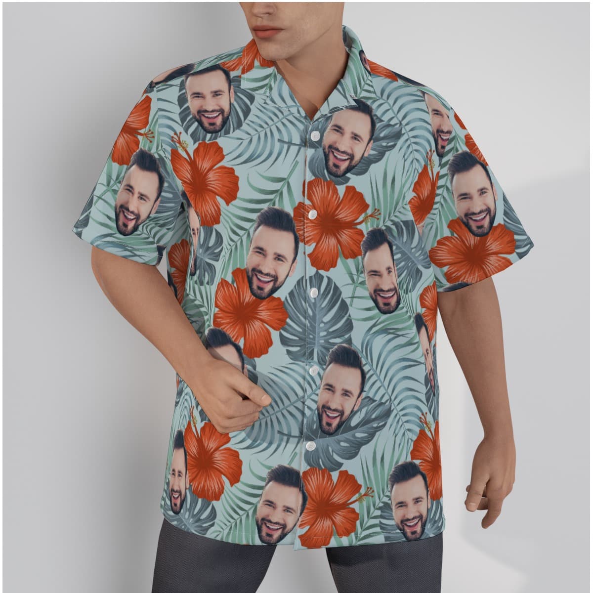 Unique Custom Face Hibiscus Tropical Aloha Shirt (1)