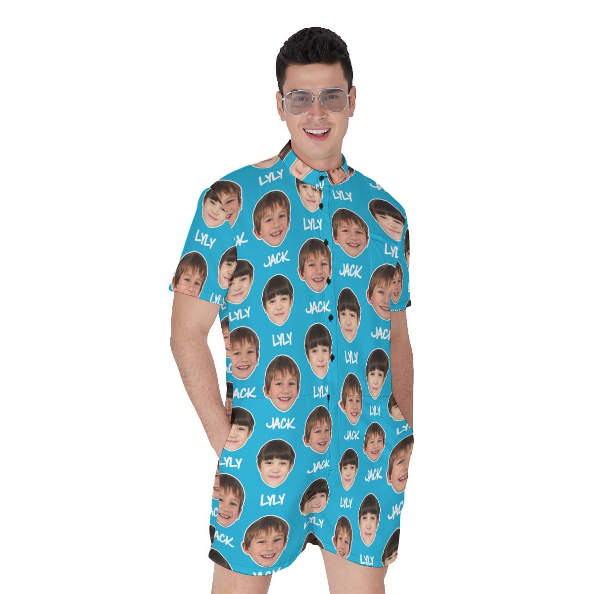 Unique Custom Face With Name Men’s Hawaiian Romper (4)