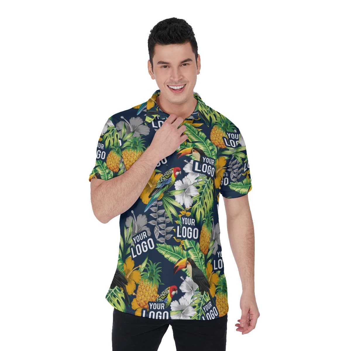 Unique Custom Logo For Team Tropical Hawaiian Polo Shirt