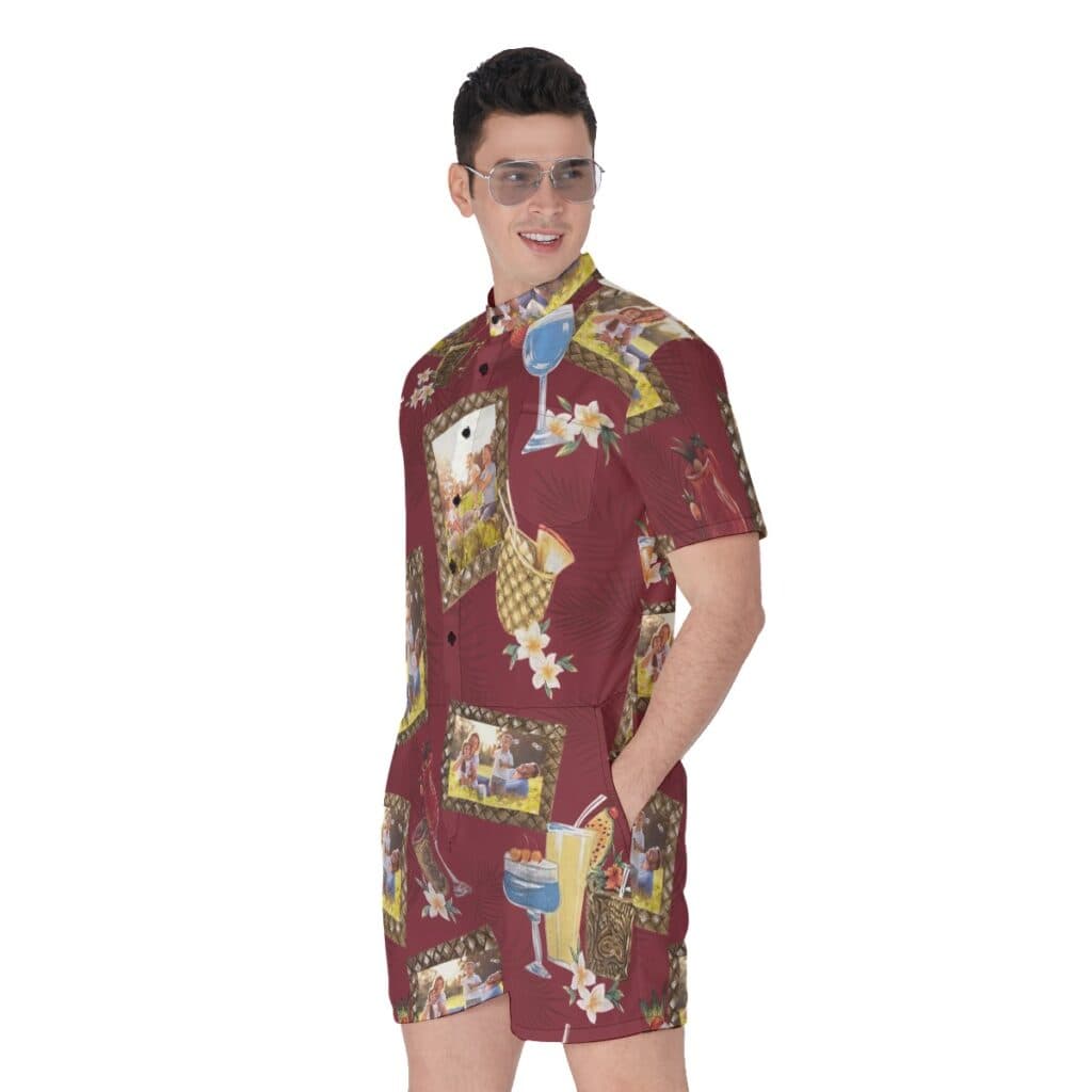 Unique Custom Photos Vintage Hawaiian Romper For Men